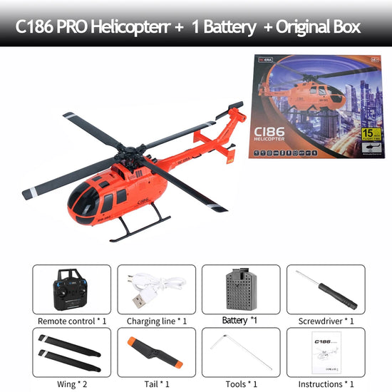 C186 PRO RC Helicopter 2.4G 4 Channel 4 Propellers 6 Axis Electronic Gyroscope for Stabilization Remote Control RC Toys-EXHOBBY LIMITED.