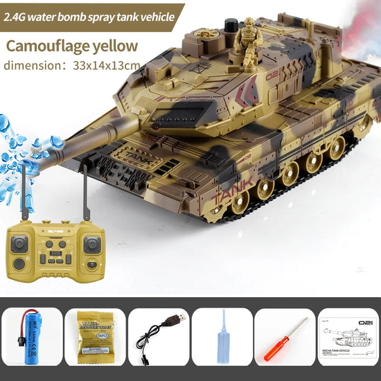 2.4G Remote Control Tracked Simulation Tank Water Bomb Spray Remote Control Vehicle War Armored Vehicle Model Children Toy Gift-EXHOBBY LIMITED.