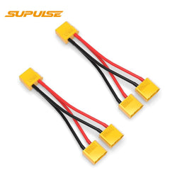 SUPULSE 2pc XT60 Y Splitter Cable, 1 Female to 2 Male for RC Planes