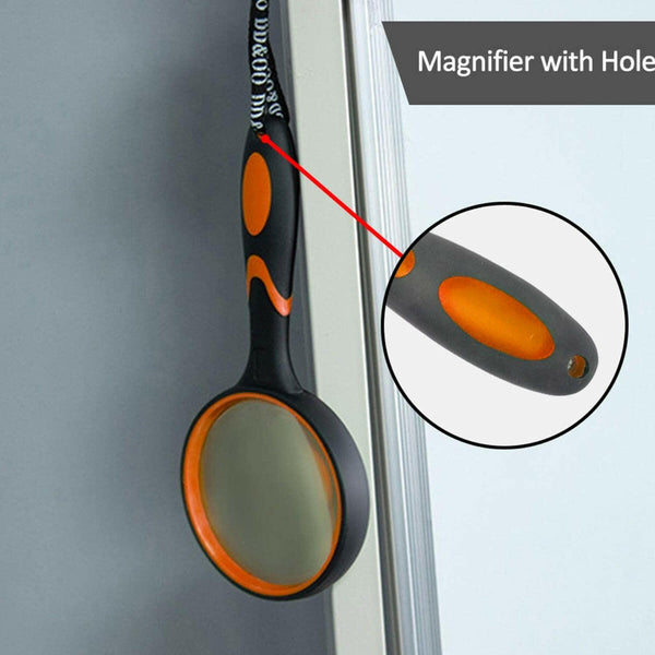 Multipurpose 10X HD thickened magnifying glass with 75MM Lens Magnifier and Non-Slip Soft Handle (Orange) - EXHOBBY