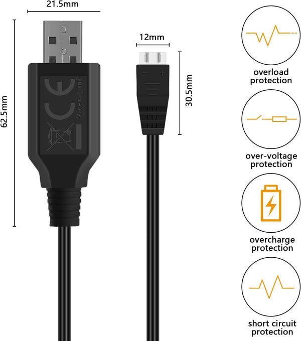 SUPULSE 2pcs USB Charger Cable 2A for 2S 7.4V LiPo Battery with XH-3Pin Plug for RC Quadcopter FPV Drone RC Boat RC Truck RC Plane.