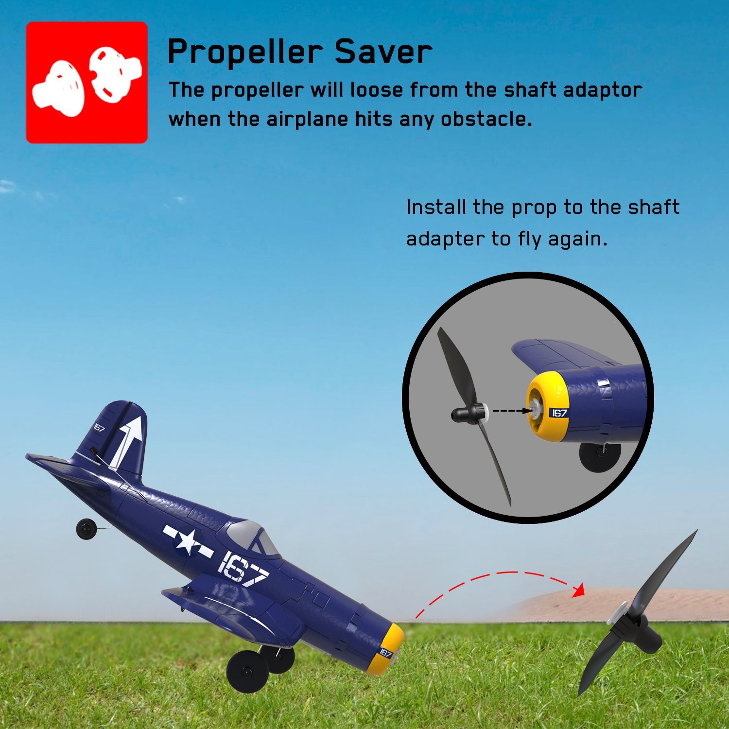 VOLANTEXRC F4U Corsair 4CH Warbird Airplane with Xpilot Stabilizer - One-key Aerobatic RTF 761-8 PNP.