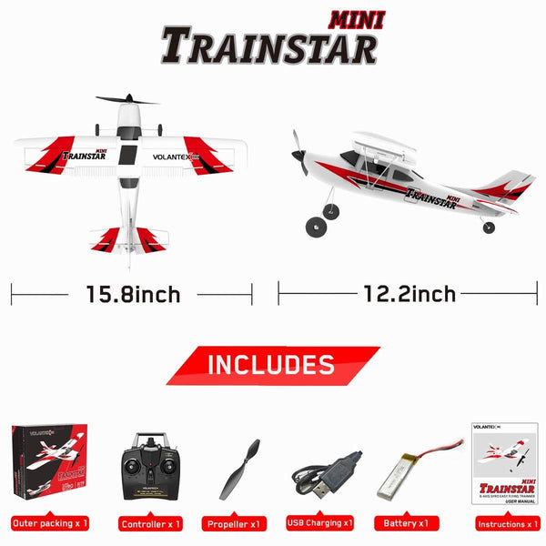 VOLANTEXRC Trainstar Mini Beginner Airplane with Xpilot Gyro System (761-1) PNP.