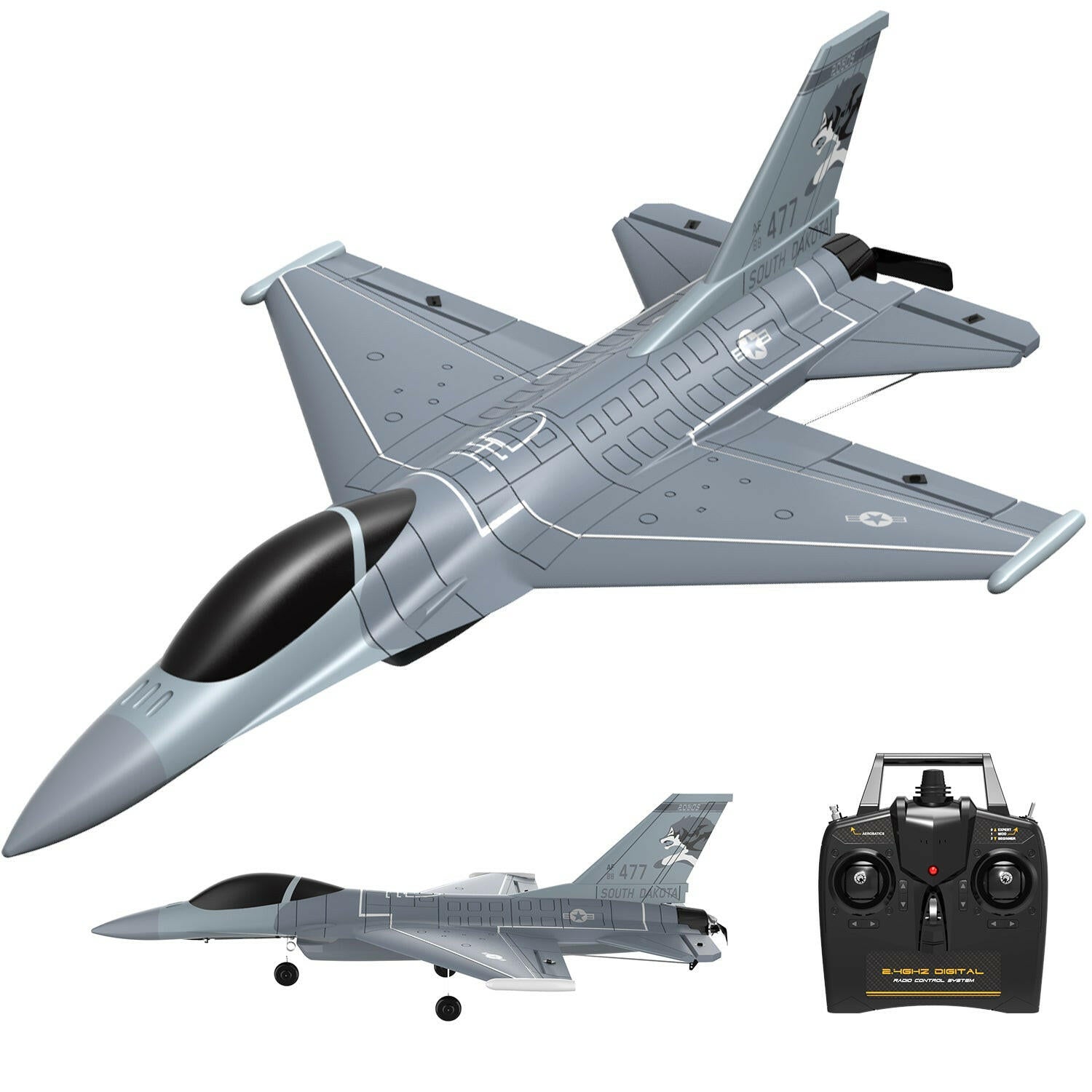 VOLANTEXRC 4-CH Jet F-16 Fighting Falcon RTF with Xpilot Stabilizer, Perfect for Beginners (761-10) - EXHOBBY