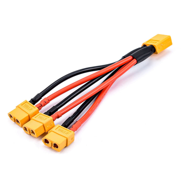 XT60 Parallel Battery Connector Male/Female Cable Dual Extension Y Splitter/ 3-Way 14AWG Silicone Wire for RC Battery Motor.