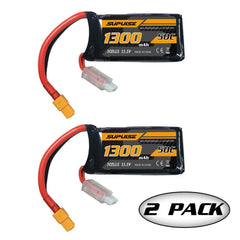 SUPULSE 2pcs 11.1V 3S 1300mAh 50C Lipo Batterie avec prise XT60 pour RC Boat Vector S
