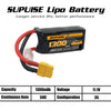SUPULSE 2pcs 11.1V 3S 1300mAh 50C Lipo Battery with XT60 Plug EXHOBBY.