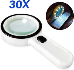 30X Portable Magnifying Glass Illuminated Magnifier Loupe - EXHOBBY